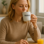نیکول کیدمن در حال نوشیدن قهوه برند TEGIS سر میز صبحانه